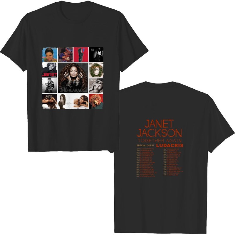 Janet Jackson Album Shirt, Together Again Tour 2023 Double Sided Shirt — T-shirts pour hommes