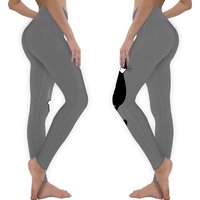 Black And White Cat Hanging On | Funny Tuxedo Cat Leggings — Legging femme