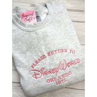 Please Return To Dland/ Dworld Embroidered Sweatshirt