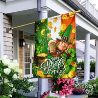 Happy St. Patricks Day Irish Flag, Double Sided Flag, Happy Saint Patrick's Day Flag — Decorative Flags