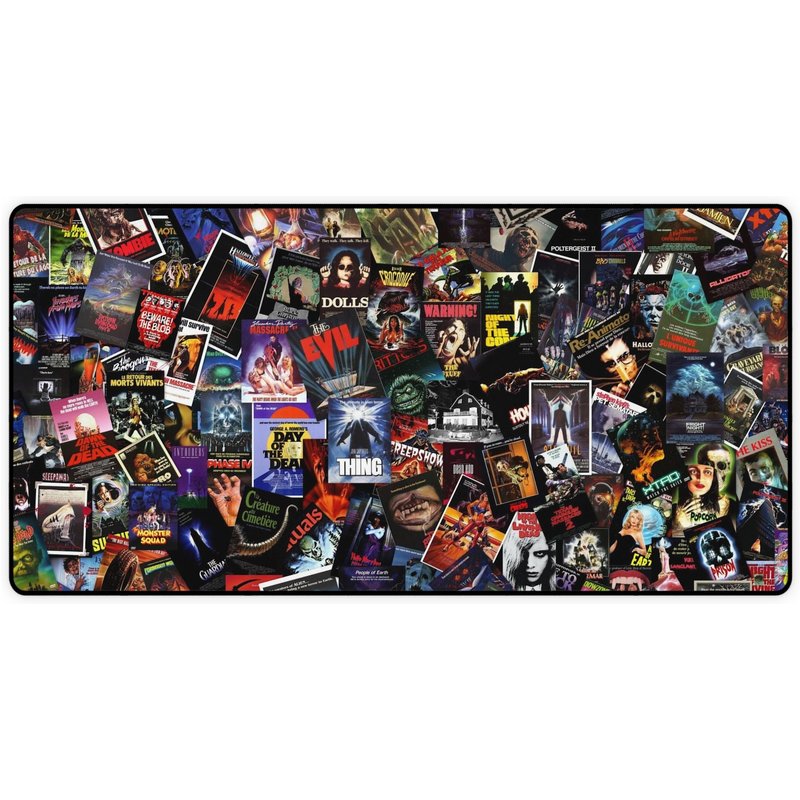 80s Cult Horror Movie Poster - Gaming Desk Play Mats