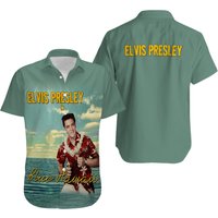 Elvis Presley In Blue Hawaiian Shirt, Music Hawaiian Shirt, Elvis Presley — Chemises décontractées pour hommes