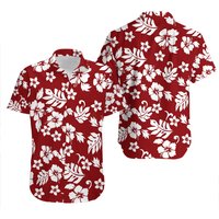 Men's Classic Hibiscus Christmas Red Hawaiian Shirt