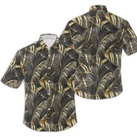 Hawaiian Style Black And Gold Men's Shirt