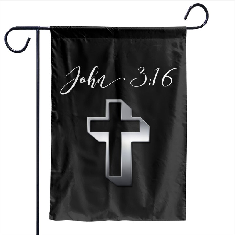 John 3:16 With Cross And Verse T Garden Flags — Drapeaux décoratifs