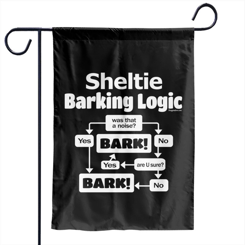 Sheltie Barking Logic Garden Flags — Drapeaux décoratifs