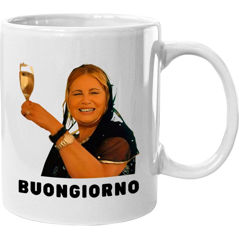 White Lotus Unisex Mugs With Jennifer Coolidge As Tanya Mcquoid In White — Mugs & Tumblers
