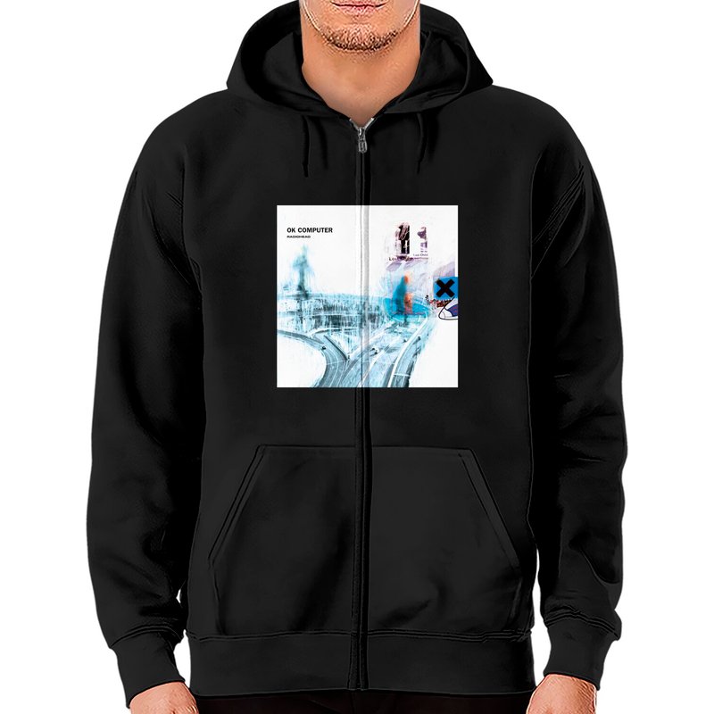 Radiohead Ok Computer Zip Hoodies 1997 Nigel Godrich — Sweats à capuche pour hommes