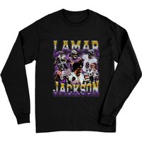 Lamar Jackson Vintage Style 90's Bootleg Long Sleeves, Ravens Flock