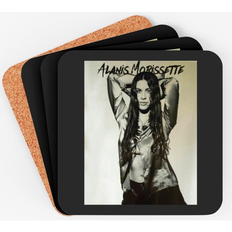 Alanis Morissette Coasters, Birthday Gift, 90s Vintage Music Coasters — Coasters & Placemats