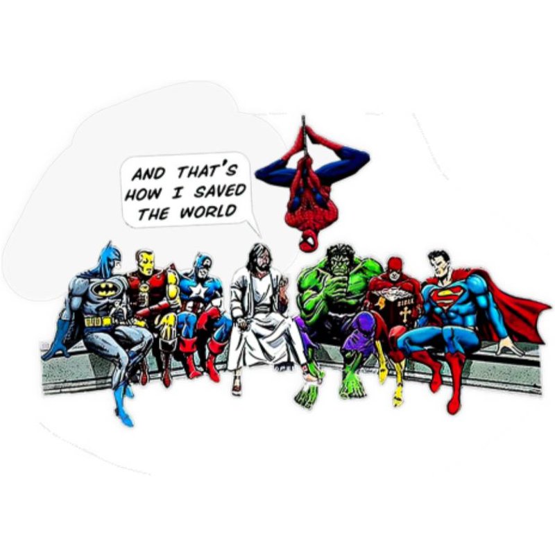 Jesus & Superheroes Original And That's How I Saved The World Stickers — Stickers & Decals