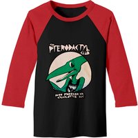 Pterodactyl Club New Black Short Sleeve Crewneck Unisex Baseball Tees