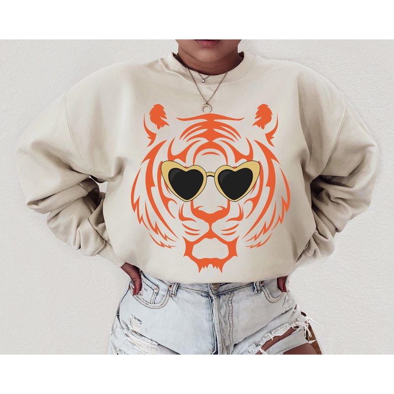 Cincinnati Bengal Face Heart Sunglasses, Valentines Day Sweatshirt — Sweats à capuche pour hommes