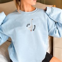 Embroidered Silly Goose Sweatshirt, Embroidered Pullover Funny Gift Sweatshirt