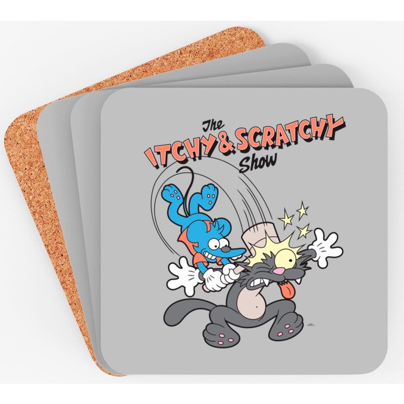 Funny The Simpsons Itchy & Scratchy Hammer Coasters, Holiday Vacation Coasters — Sous-verres et napperons