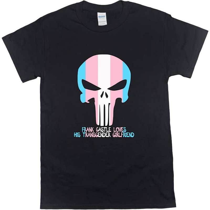 Parody Punisher Skull Trans Rights Shirt — T-shirts pour hommes