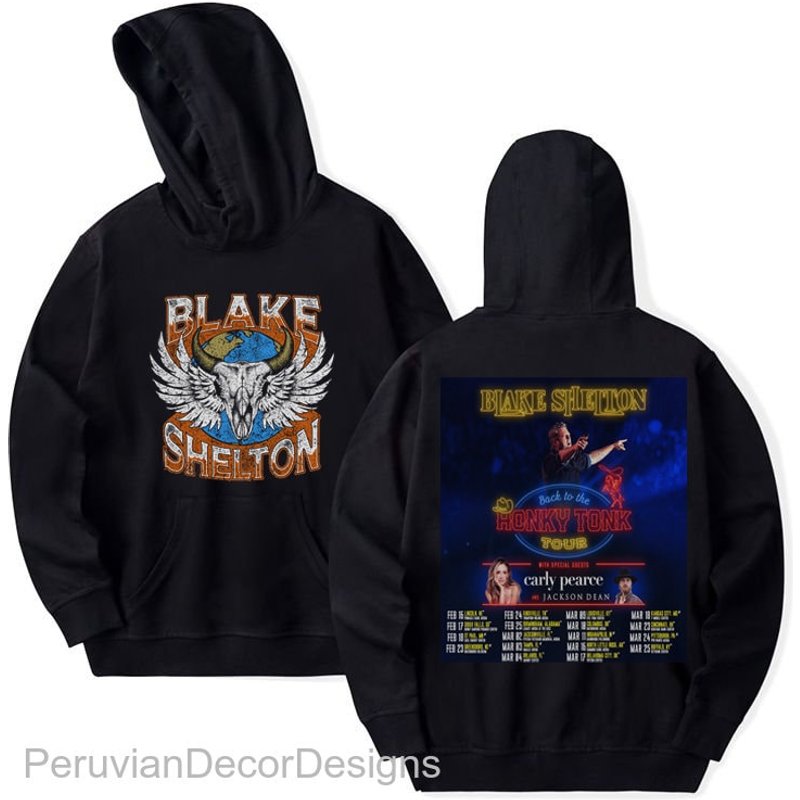 Blake Shelton Back To The Honky Tonk Tour 2023 Hoodie, Blake Shelton Tour 2023 — Sweats à capuche pour hommes