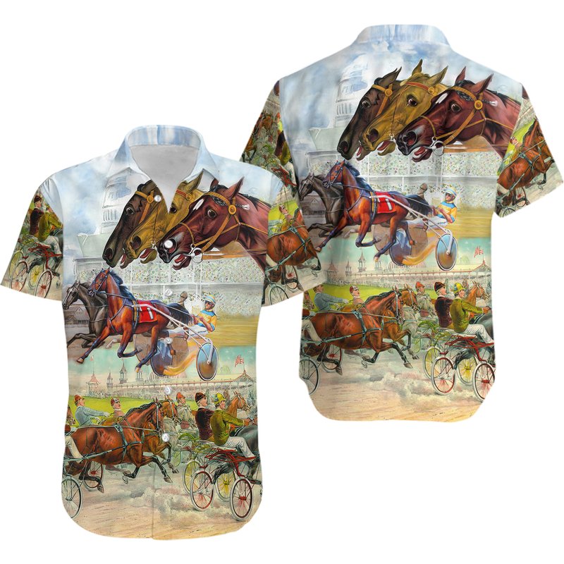Harness Racing Horse Racing Horse Lover Hawaii Shirt — Chemises décontractées pour hommes