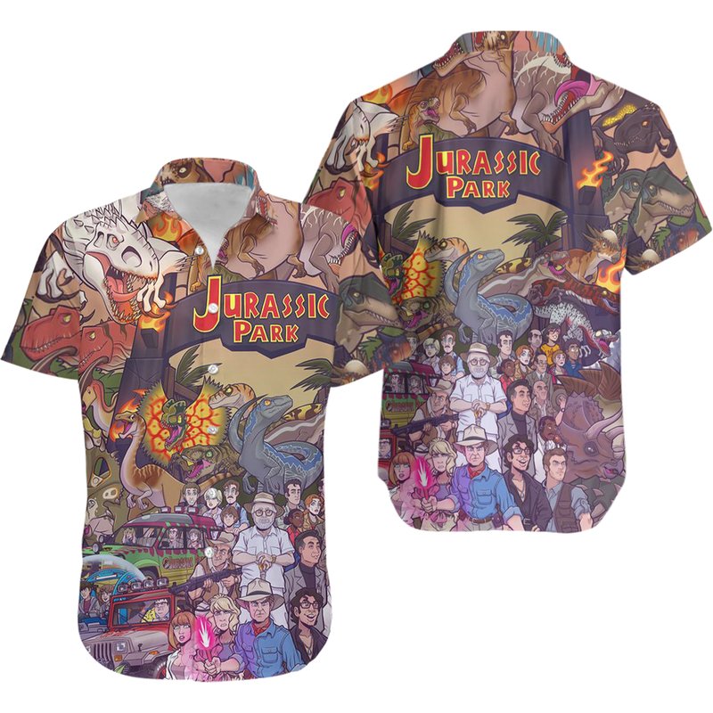Jurassic Park Hawaiian Shirt, Jurassic Park Lover Shirt — Chemises décontractées pour hommes