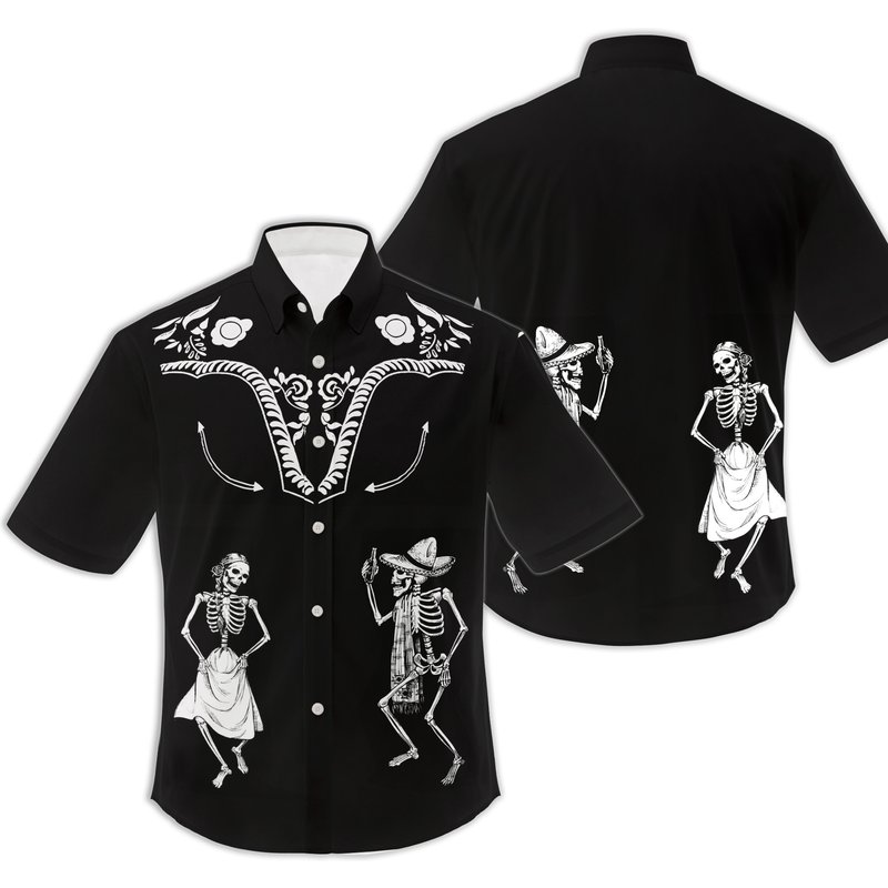 Dancing Skeleton Dia De Los Muertos Hawaiian Shirt — Chemises décontractées pour hommes