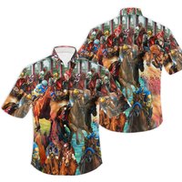 Kentucky Horse Racing Hawaiian Shirt, Kentucky Derby Horse Racing Shirt — Chemises décontractées pour hommes
