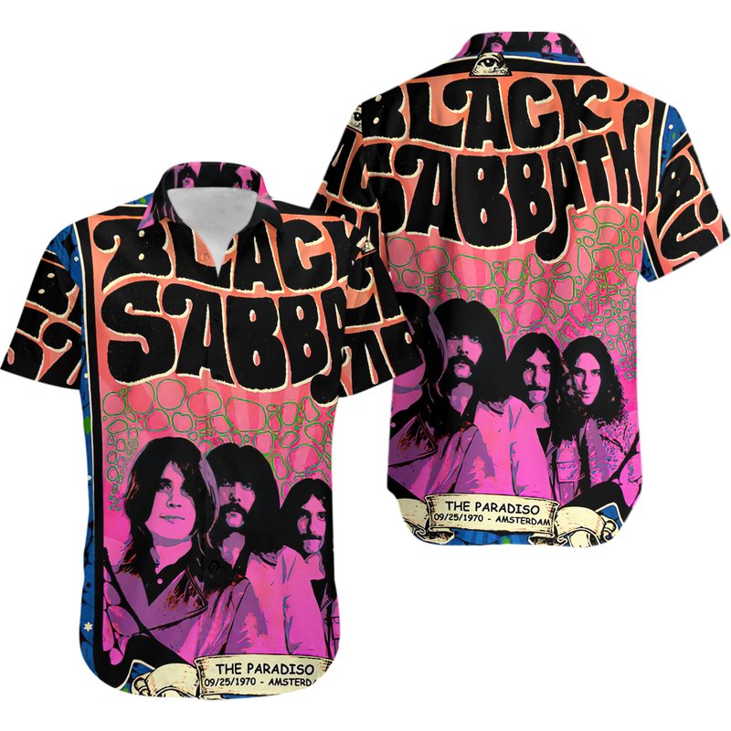 1975 Tour Black Sabbath Hawaiian Shirt — Chemises décontractées pour hommes