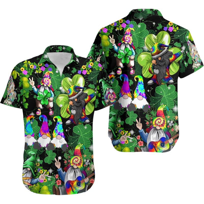 Hippie Saint Patricks Day Aloha Hawaiian Shirt — Chemises décontractées pour hommes