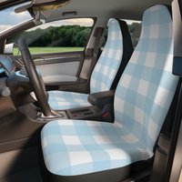 Light Blue Gingham Car Seat Covers — Car Seat Protectors