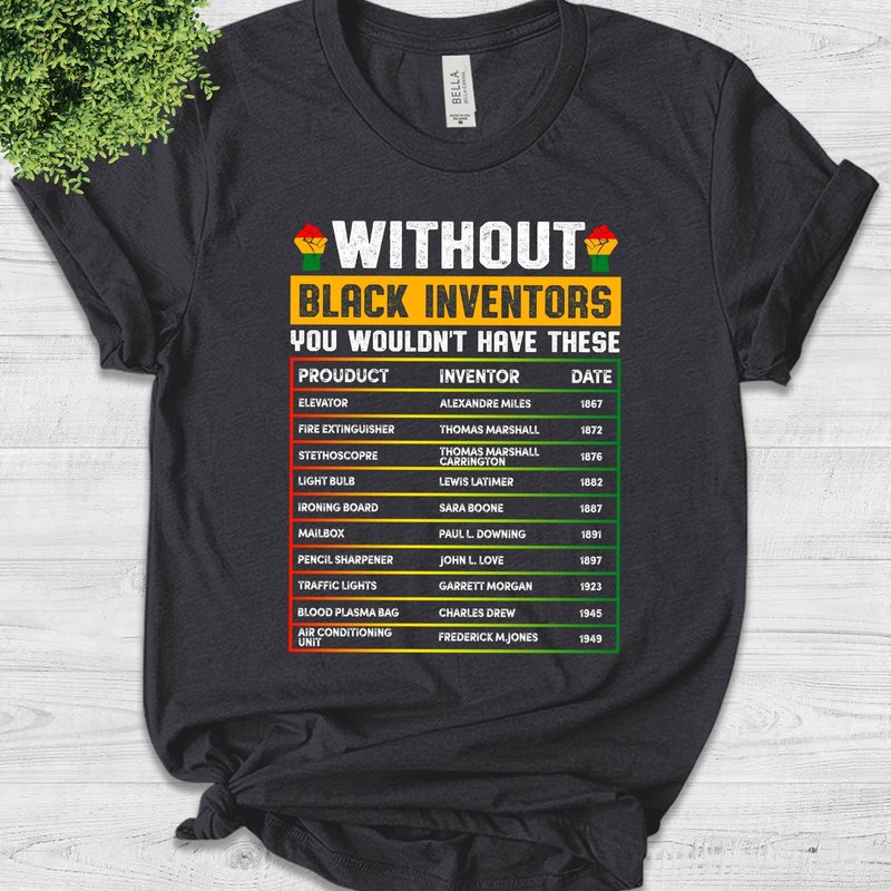 Black History Month T-shirt, History Of Forgotten Black Inventors — T-shirts pour hommes