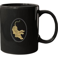 Jerry Garcia Mugs- Tiger Guitar Emblem, Gold Metallic Ink On A Black Mugs