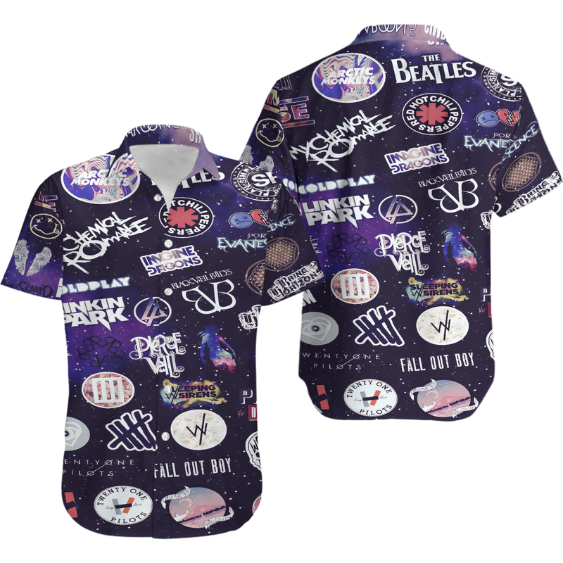 Music Rock Band Hawaiian Shirt — Chemises décontractées pour hommes