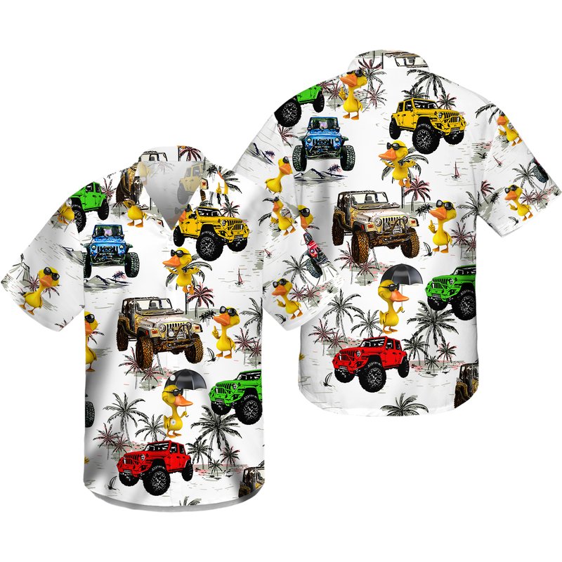 Duck Jeep Tropical Hawaiian Shirt — Chemises décontractées pour hommes