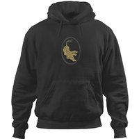 Jerry Garcia Hoodies- Tiger Guitar Emblem, Gold Metallic Ink On A Black Hoodies