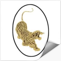 Jerry Garcia Stickers- Tiger Guitar Emblem, Gold Metallic Ink On A Black Stickers — Autocollants et stickers