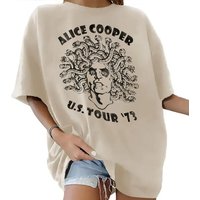 Alice Cooper Medusa Usa Tour 1973 Unisex T Shirt Boxy Oversized Tee — T-shirts pour hommes