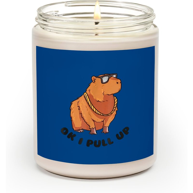 Ok I Pull Up Funny Capybara Glasses Dank Meme Scented Candles Scented Candles — Scented Candles