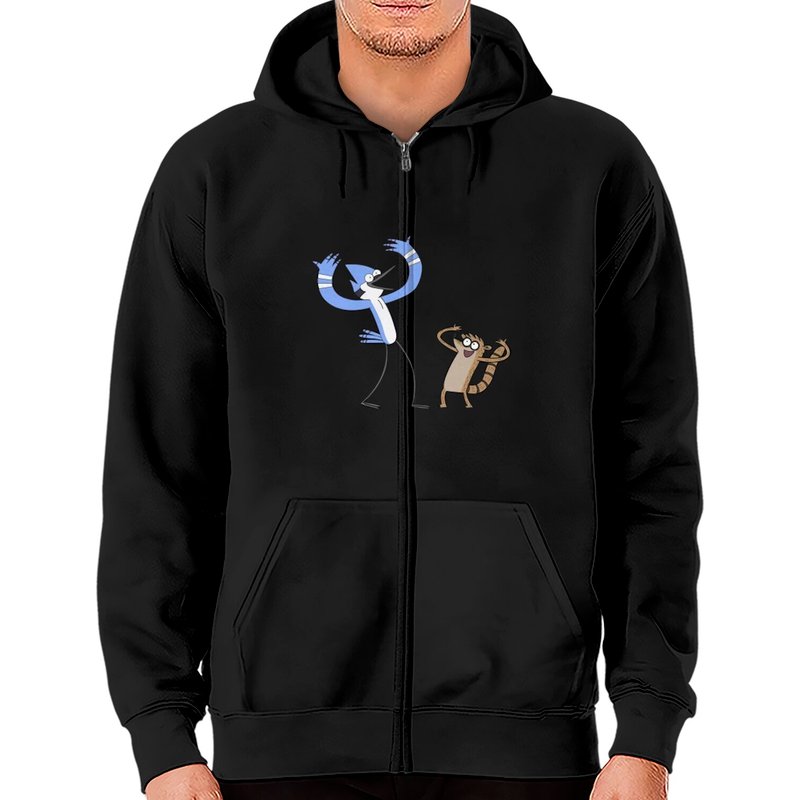 Mordecai And Rigby Regular Show Cartoon Network Zip Hoodies — Sweats à capuche pour hommes