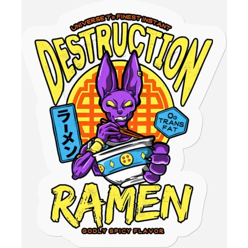Beerus Dragon Ball The Destruction Of Ramen Stickers — Autocollants et stickers