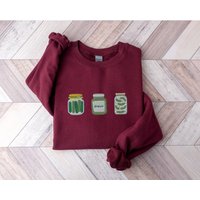 Embroidered Pickle Jar Sweatshirt, Pickle Sweatshirt