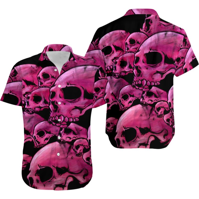 Skull Pink Hawaiian Shirt — Mens Casual Shirts