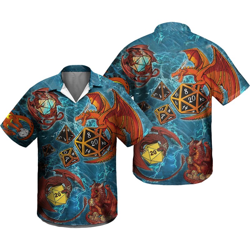 Dnd Dice Hawaiian Shirt — Chemises décontractées pour hommes