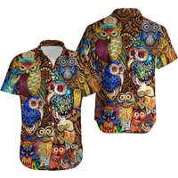 Owls Full Color Love Hawaiian Shirt