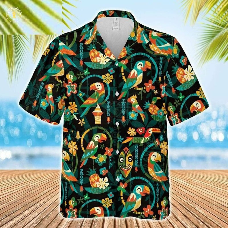Native Tiki Tiki Parrot Hawaiian Shirt — Chemises décontractées pour hommes