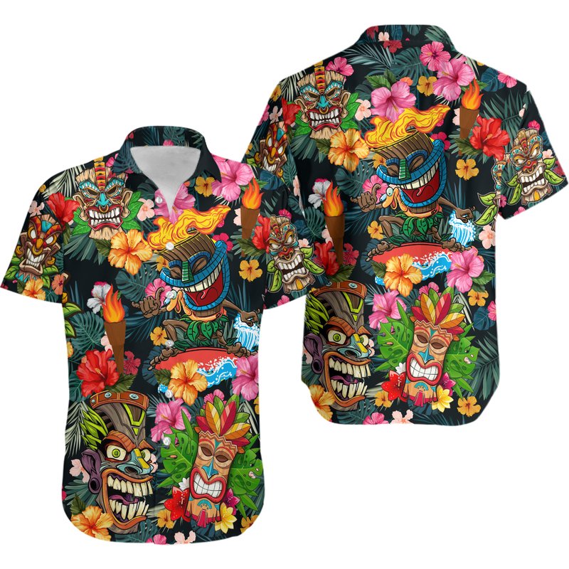Aloha Tiki Tiki Hawaiian Shirt — Chemises décontractées pour hommes