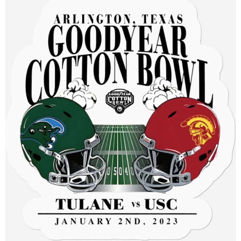 2022 Usc Trojans Vs Tulane Green Wave 2023 Cotton Bowl Matchup Stickers — Autocollants et stickers