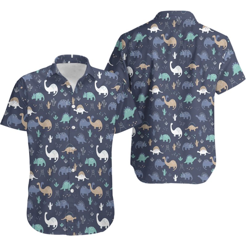 Dinosaur Pattern Hawaiian Shirt — Chemises décontractées pour hommes