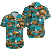 School Bus Summer Hawaiian Shirt Shorts, Driver Summer — Chemises décontractées pour hommes