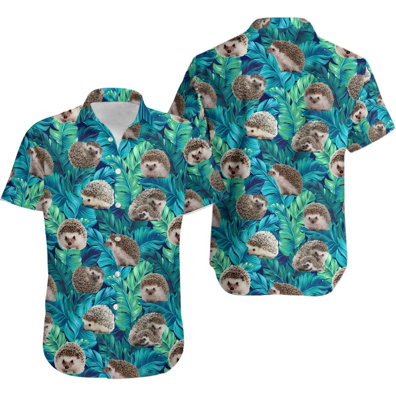 Hedgehog Hawaiian Shirt — Chemises décontractées pour hommes