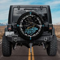 Spare Tire Cover Compass, Sailing Boat Compass Rose Nautical Spare Tire Cover