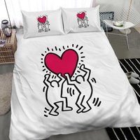 Bedding Set, Keith Haring Duvet Cover, Holding Heart